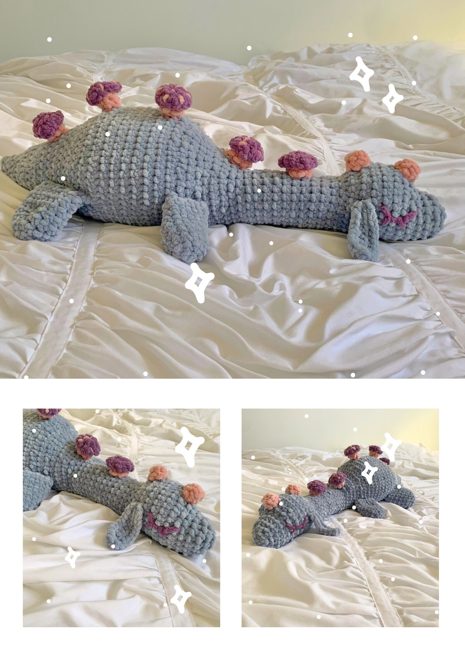 Pastel Mushroom Nessie Crochet Plush - Made to Order