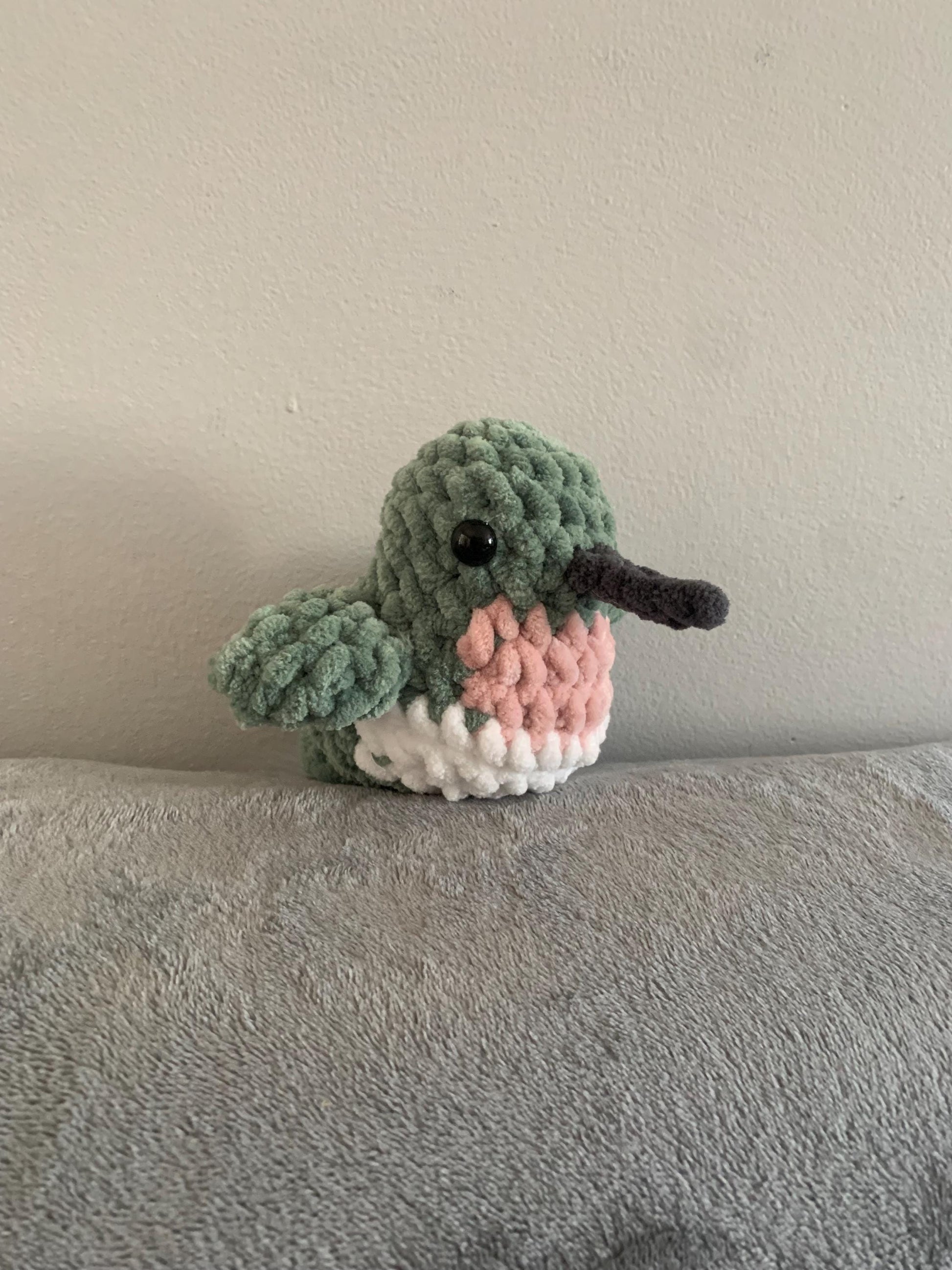 Chubby Hummingbird Crochet Plushie — Ruby-Throated Hummingbird