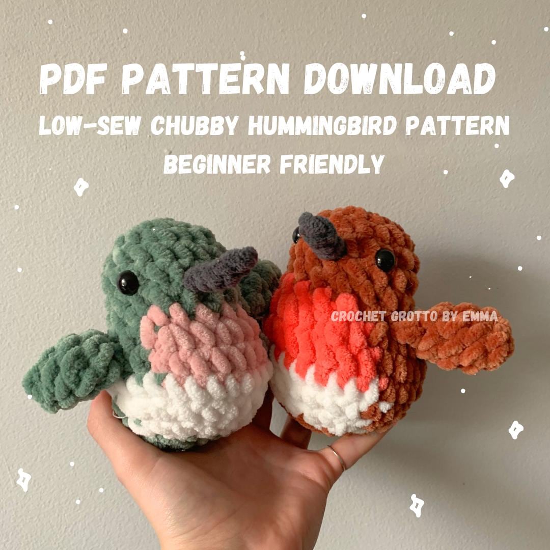 PDF Download: Low-Sew Chubby Hummingbird Crochet Pattern