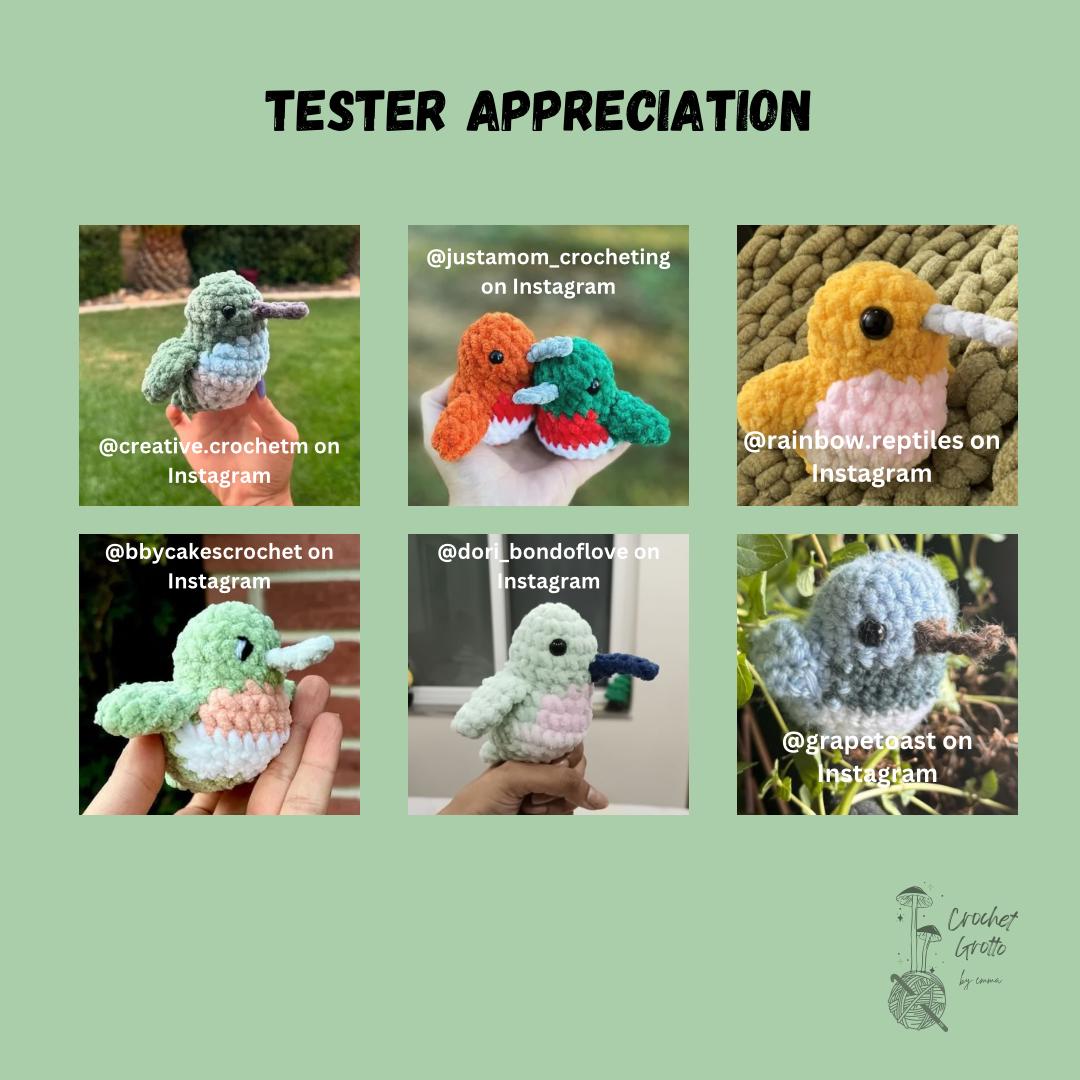 PDF Download: Low-Sew Chubby Hummingbird Crochet Pattern