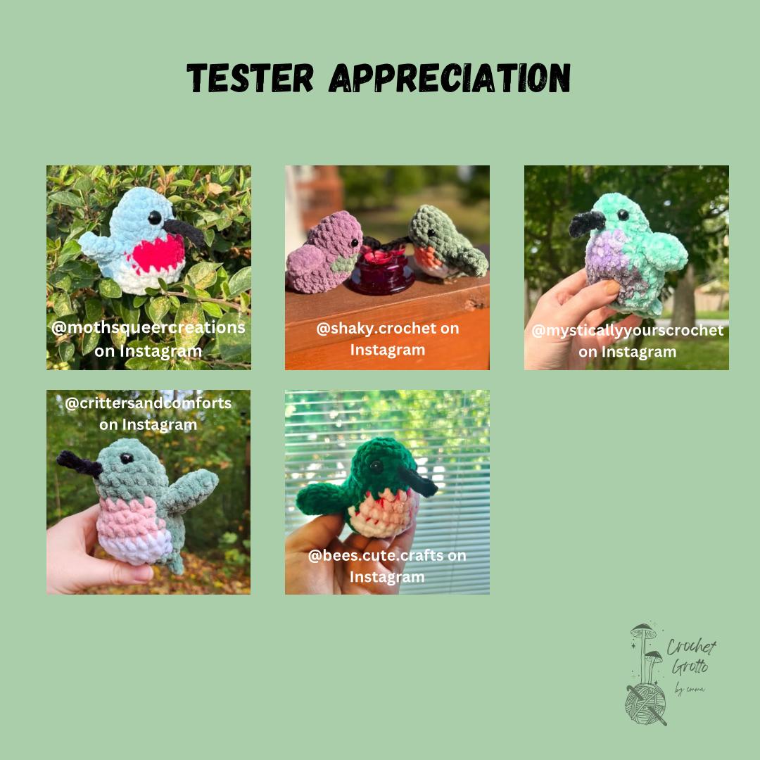 PDF Download: Low-Sew Chubby Hummingbird Crochet Pattern