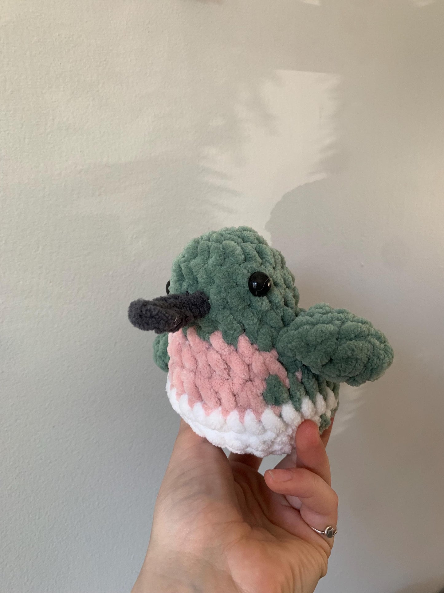Chubby Hummingbird Crochet Plushie — Ruby-Throated Hummingbird