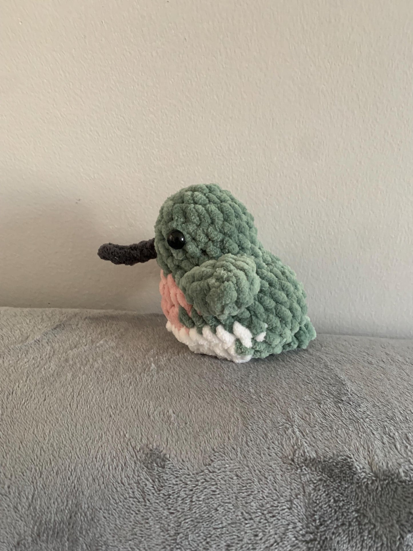 Chubby Hummingbird Crochet Plushie — Ruby-Throated Hummingbird