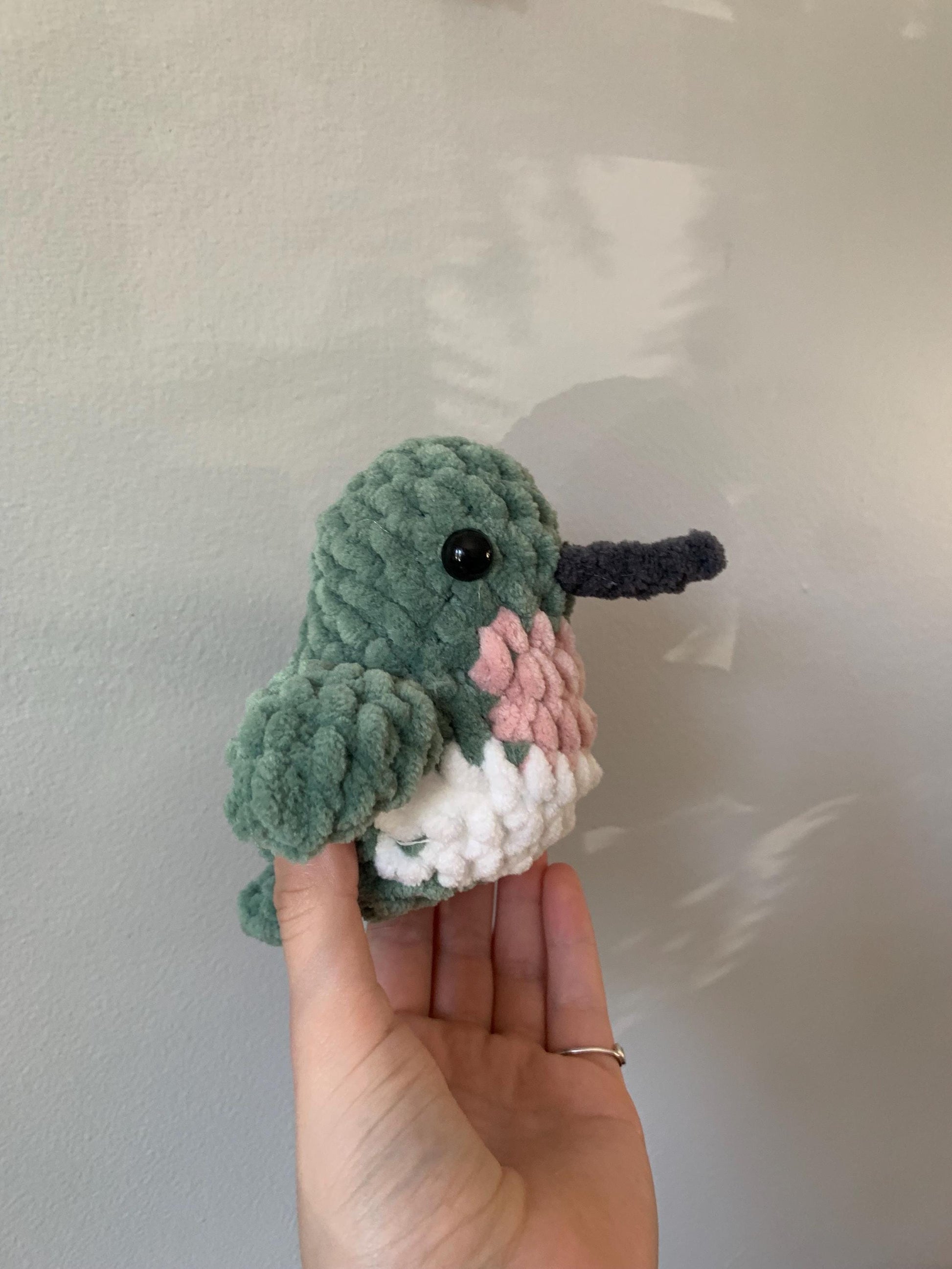 Chubby Hummingbird Crochet Plushie — Ruby-Throated Hummingbird