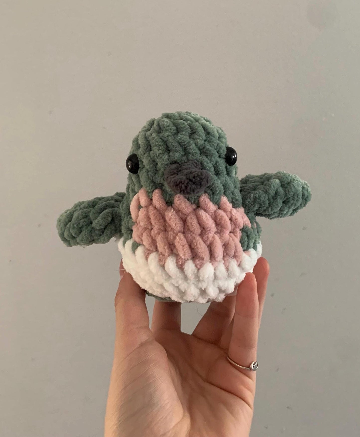 Chubby Hummingbird Crochet Plushie — Ruby-Throated Hummingbird