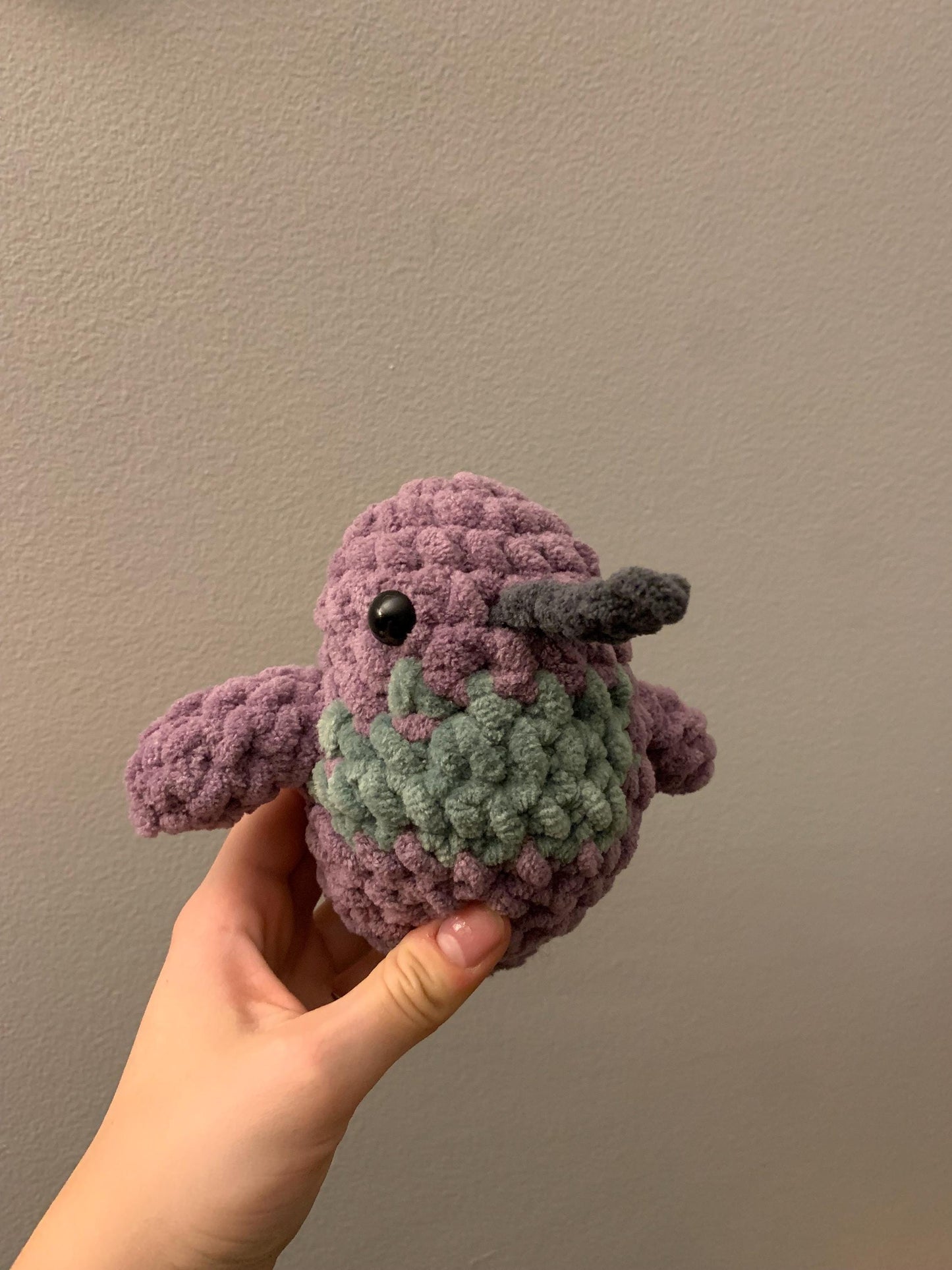 Chubby Hummingbird Crochet Plushie — Violet-Crowned Woodnymph Hummingbird