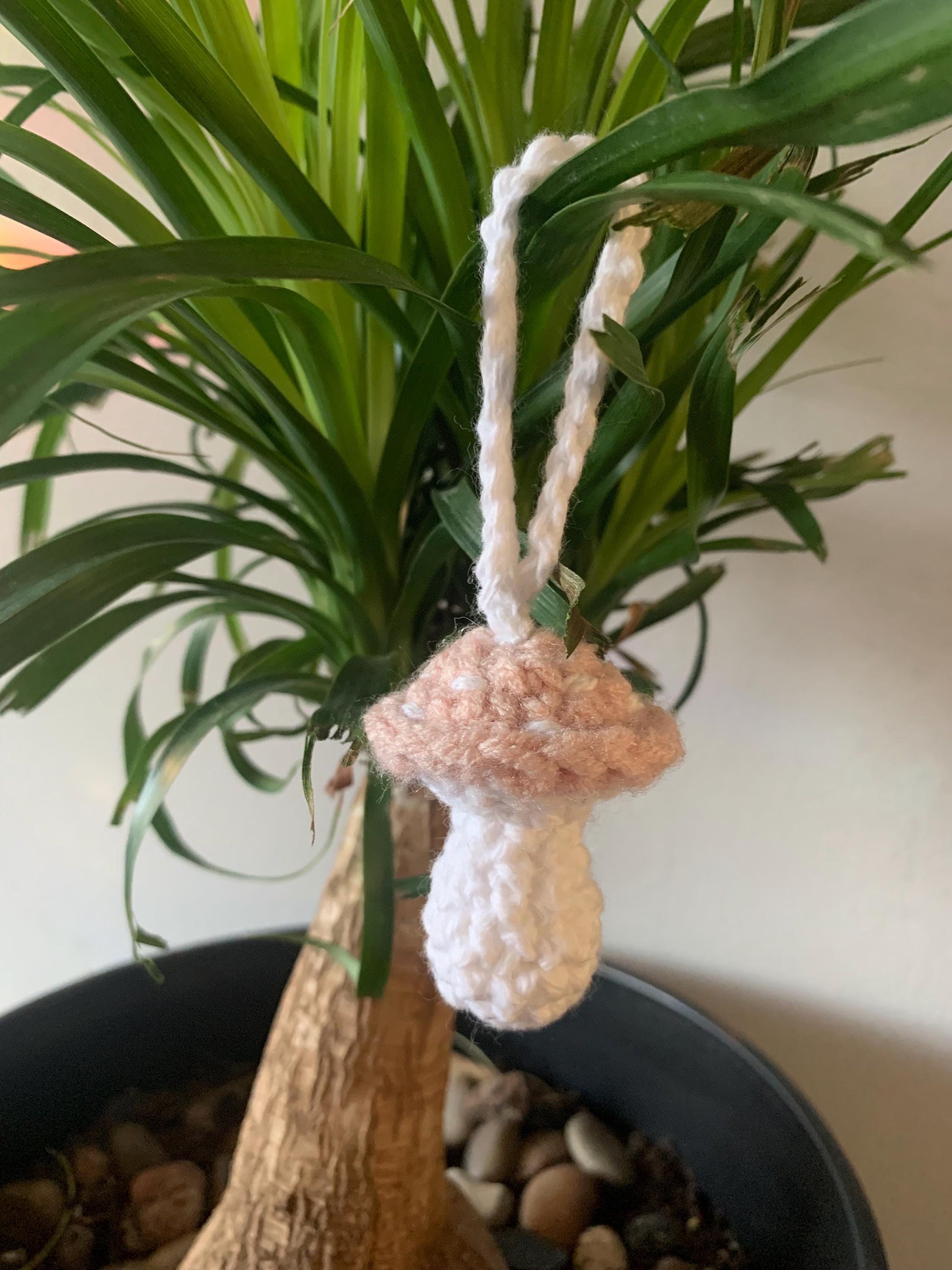 Pink Mushroom Crochet Ornament