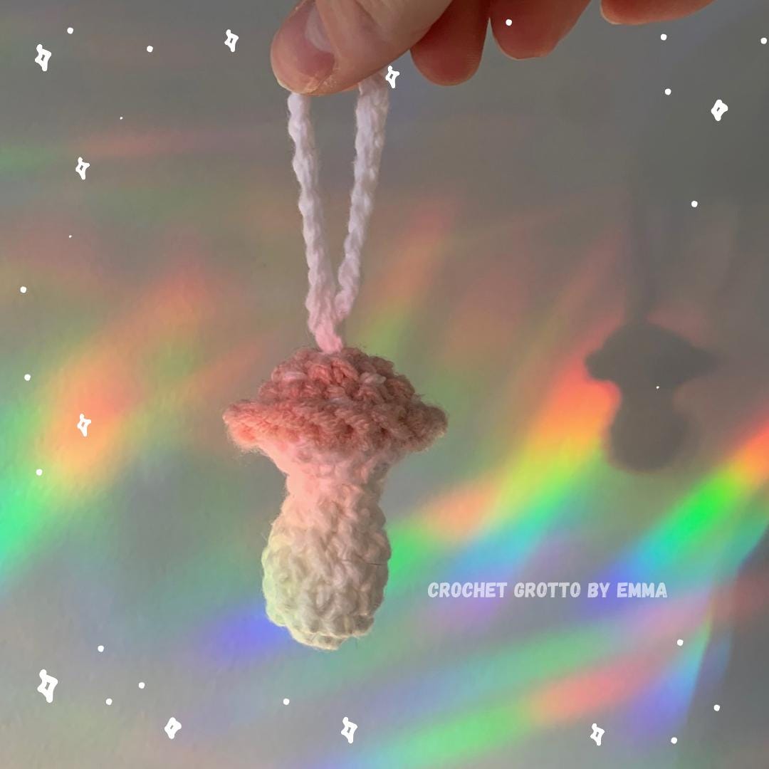 Pink Mushroom Crochet Ornament