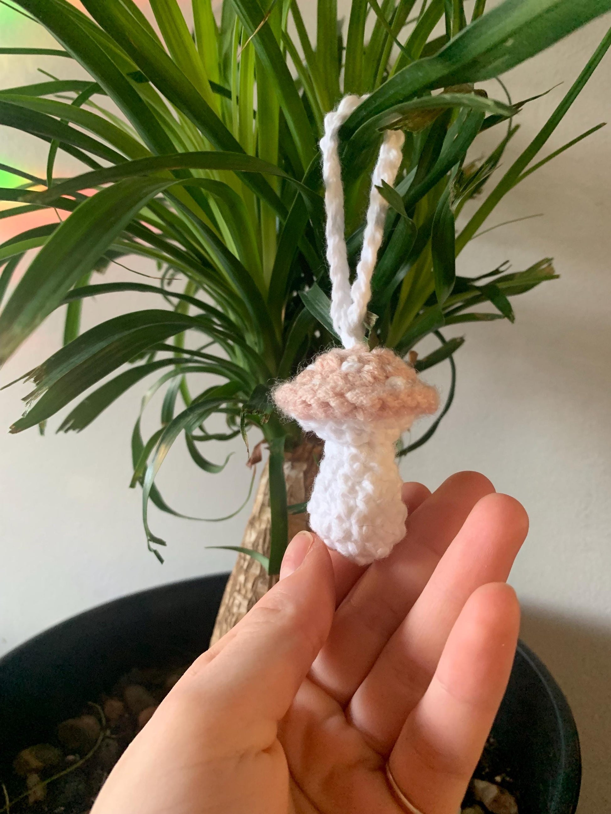 Pink Mushroom Crochet Ornament