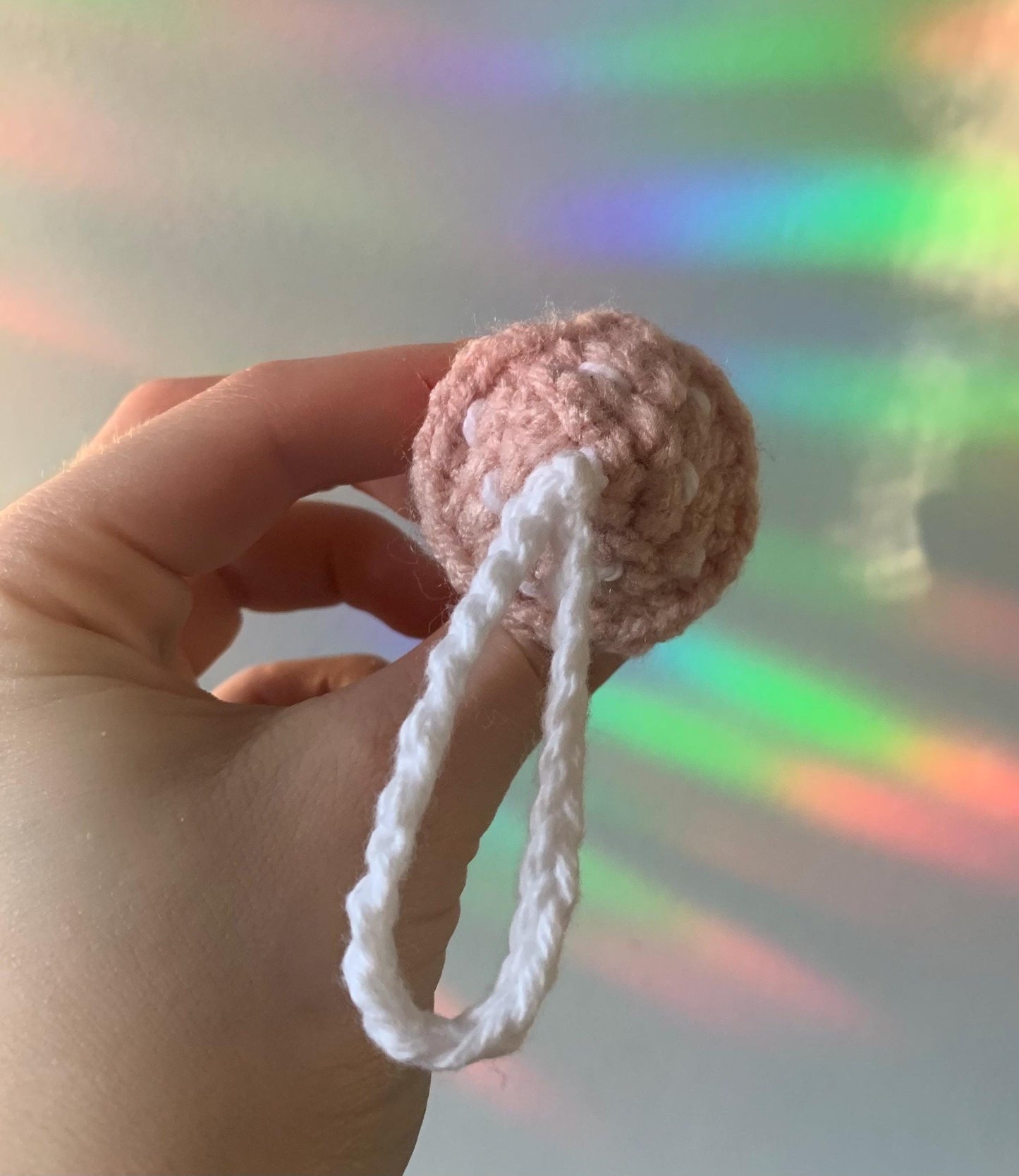 Pink Mushroom Crochet Ornament