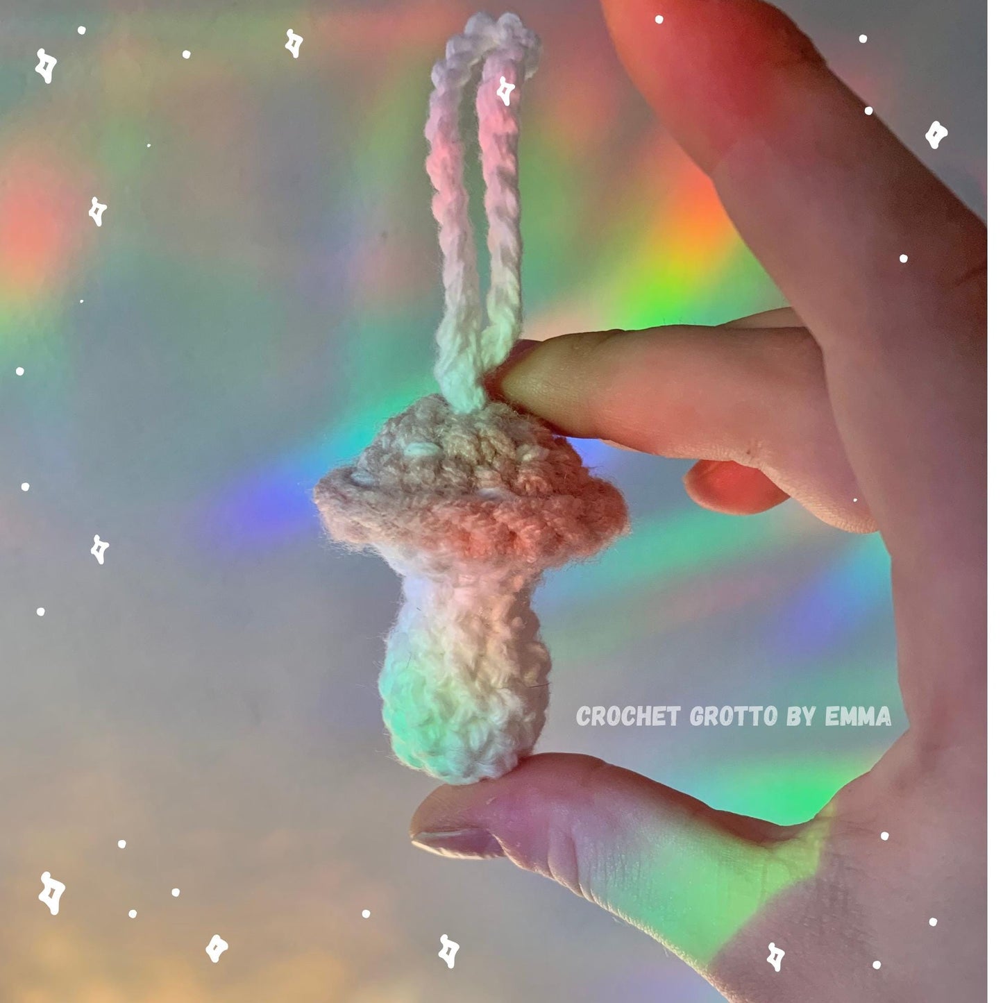 Pink Mushroom Crochet Ornament
