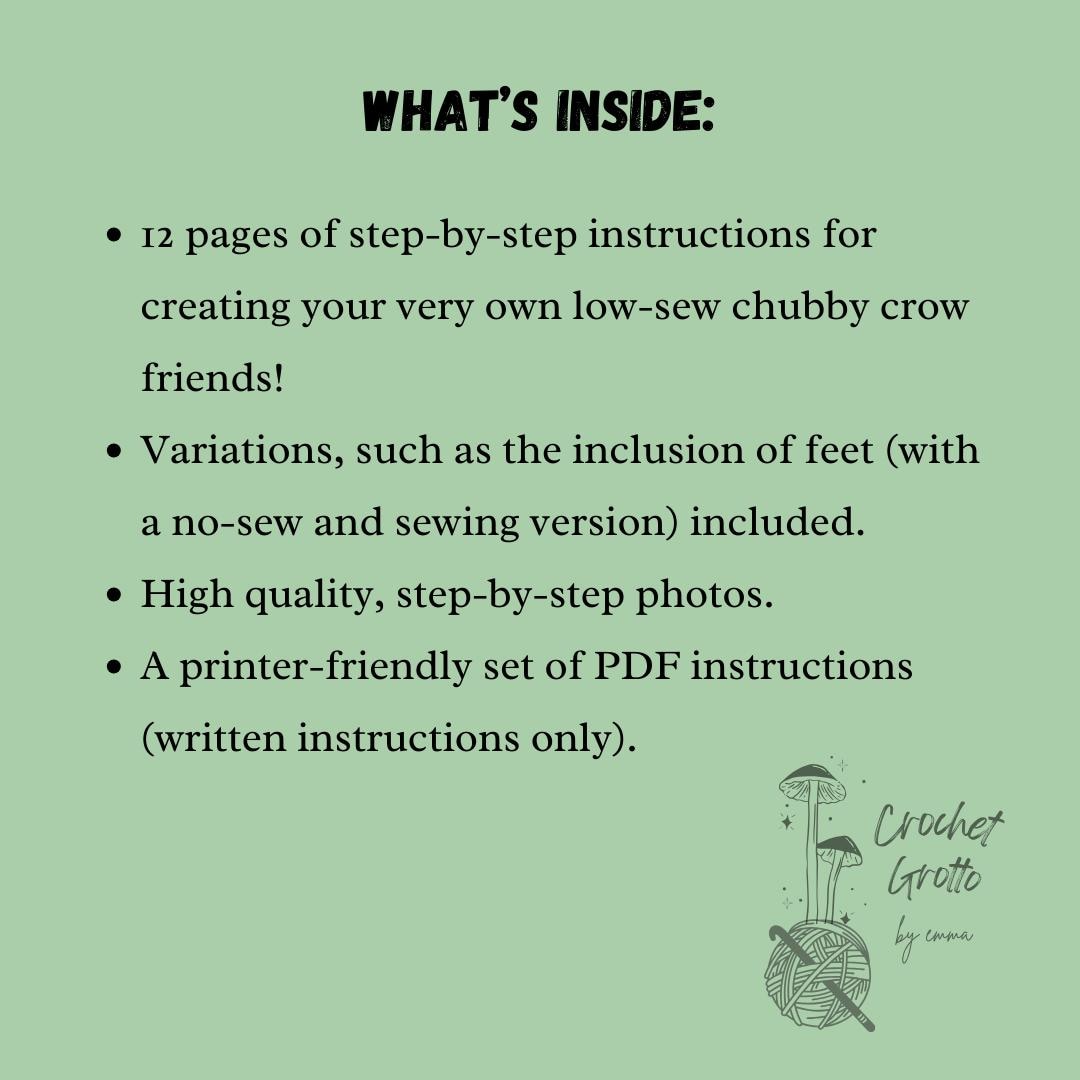 PDF Download: Low-Sew Chubby Crow Crochet Pattern
