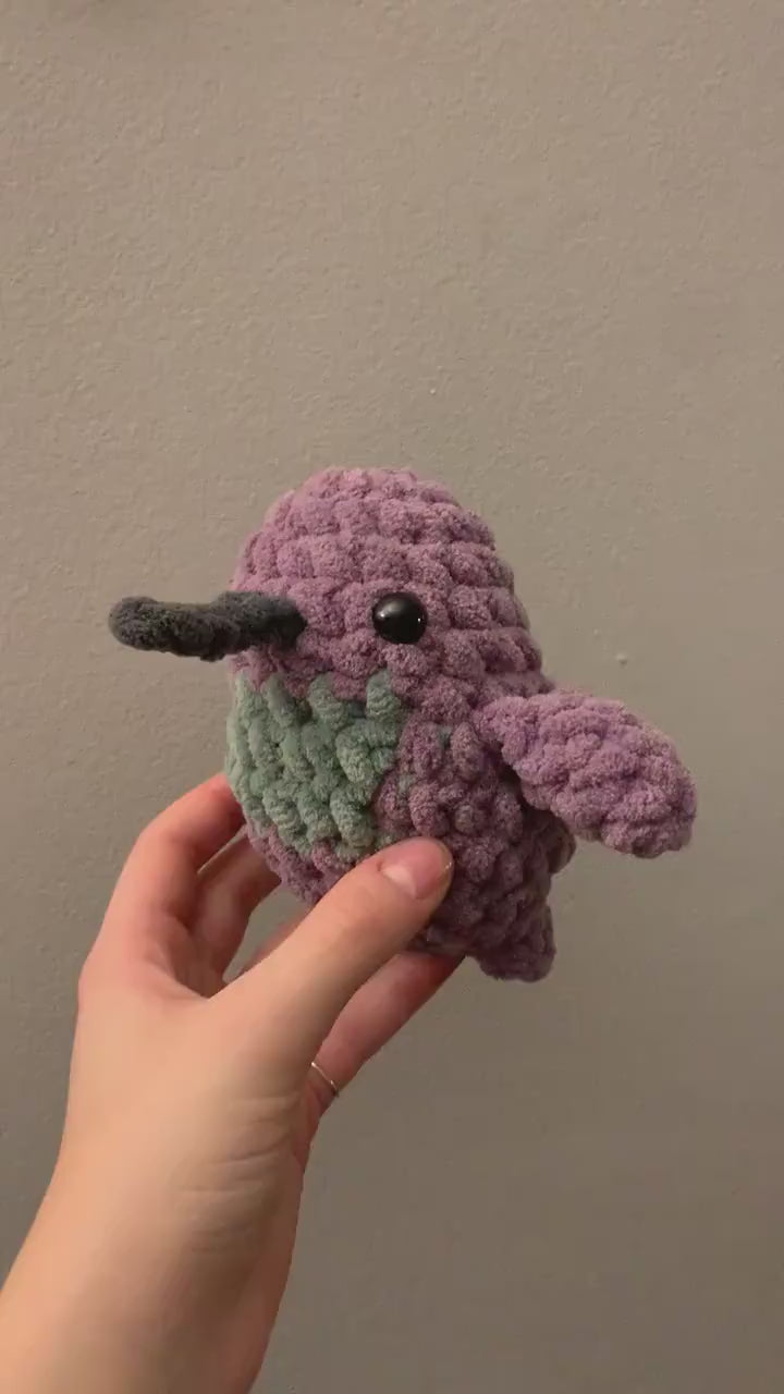 Chubby Hummingbird Crochet Plushie — Violet-Crowned Woodnymph Hummingbird
