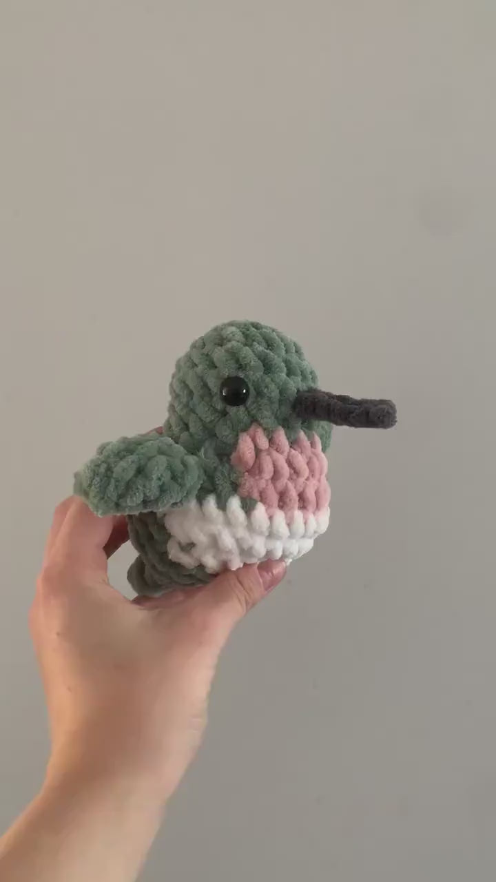 Chubby Hummingbird Crochet Plushie — Ruby-Throated Hummingbird