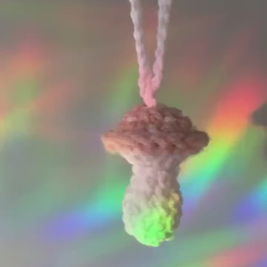 Pink Mushroom Crochet Ornament