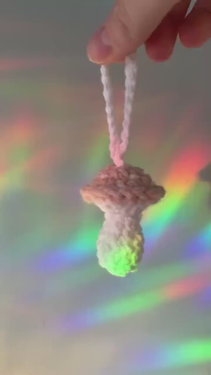 Pink Mushroom Crochet Ornament
