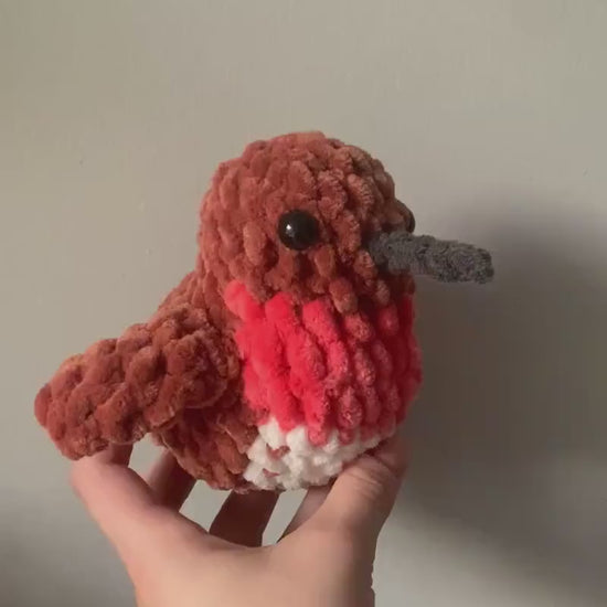 Chubby Hummingbird Crochet Plushie — Rufous Hummingbird